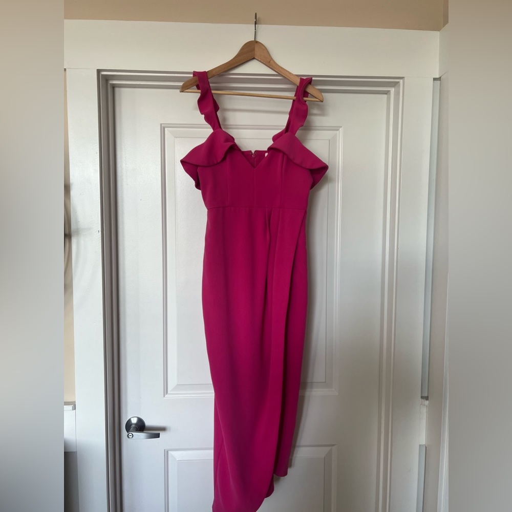 Lovers and Friends hot pink midi dress with slit